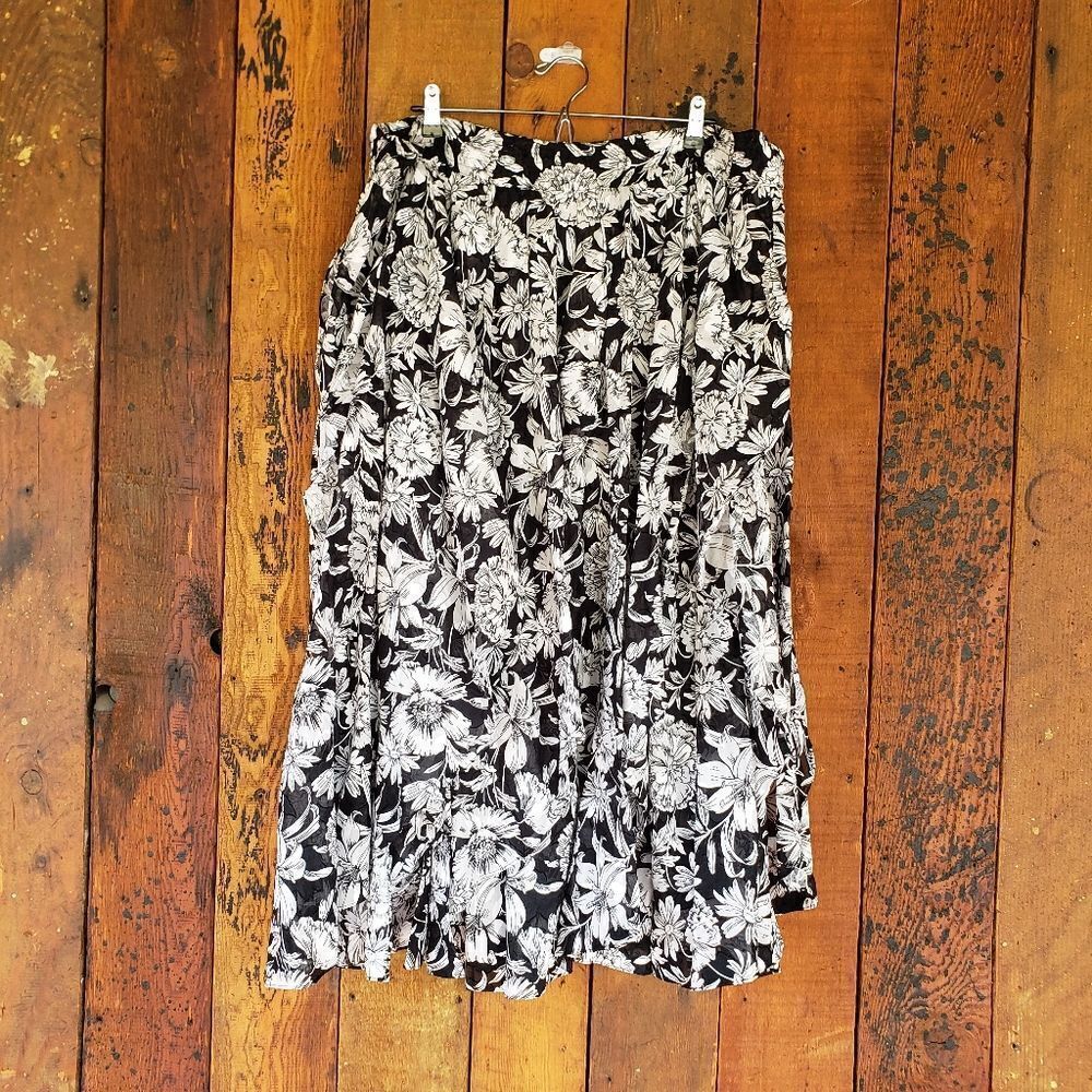 Diane Freis Floral Cotton Multi Vertical Slit Skirt